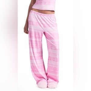 NWOT SKIMS Pink Logo Plush Pointelle Pajama Pants in Large